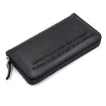 cadou personalizat dama portmoneu gravat piele naturala negru