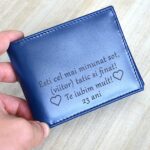 cadou personalizat portofel barbati slim albastru