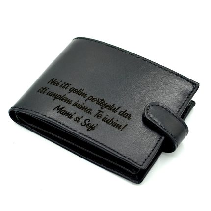 cadou portofel barbati personalizat text piele naturala negru 1