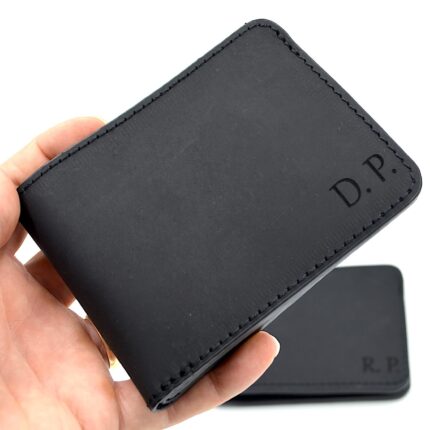 cadou premium barbati portofel piele negru personalizat initiale2