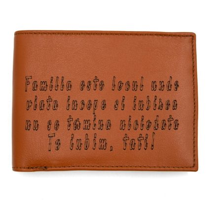 portofel barbati personalizat text piele naturala maro 1