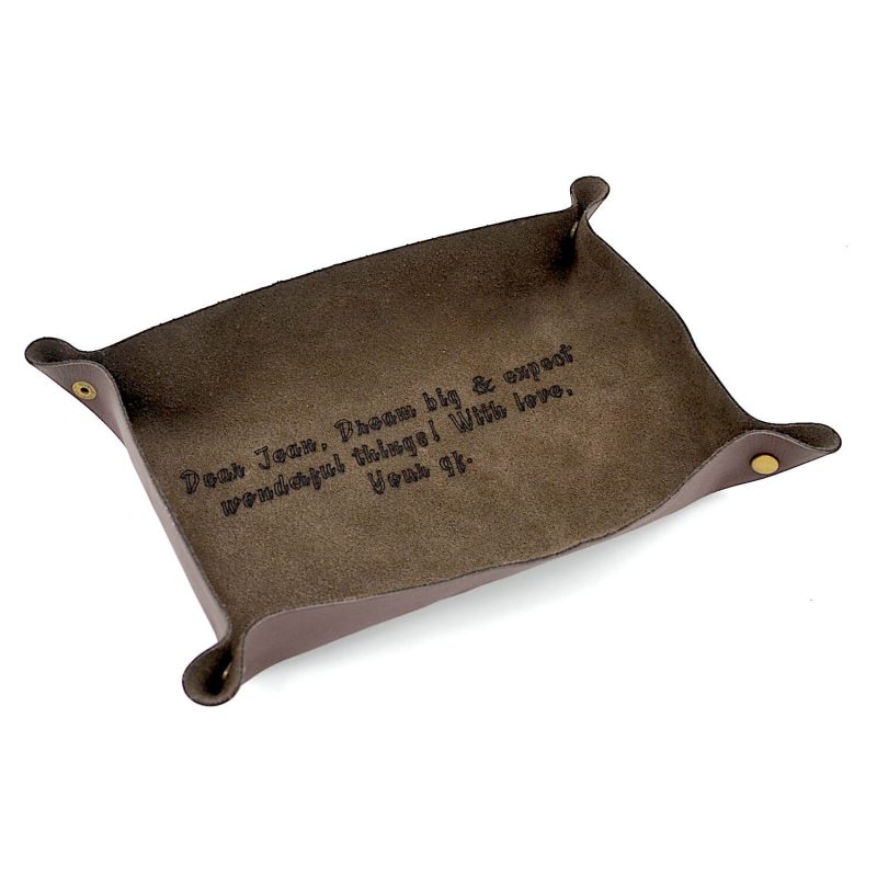 tavita piele personalizata accesorii suport piele naturala maro1