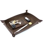 tavita suport accesorii din piele naturala maro7
