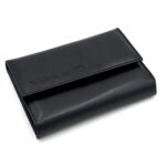 portmoneu trifold dama piele neagra personalizat cadou