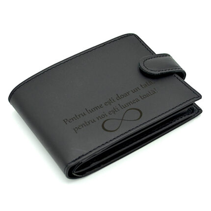 portofel barbati piele negru personalizat cu mesaj infinit