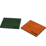 portcard personalizat din piele verde sau maro cadou barbati
