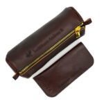 set cadou penar personalizat si etui husa ochelari piele maro1
